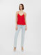 Vero Moda Women's Summer Blouse with Straps & V Neckline Red