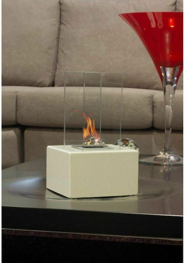 EcoHot Bio Luna 30-1 Επιτραπέζιο Τζάκι Βιοαιθανόλης Εσωτερικού Χώρου Εκρού 30x30x34cm
