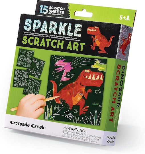 Crocodile Creek Pictură Scratch Art Dinozauri Pentru Copii 5+ Ani 16 Bucăți