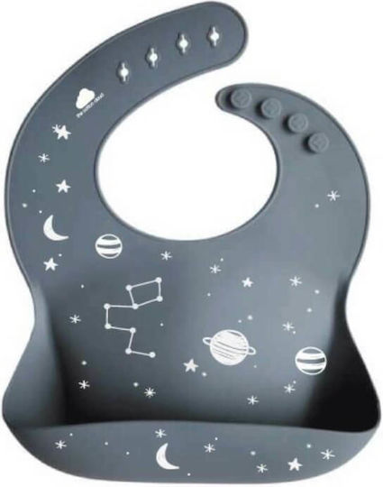 The Cotton Cloud Cloud Waterproof Bib Silicone with Button & Pocket Gray