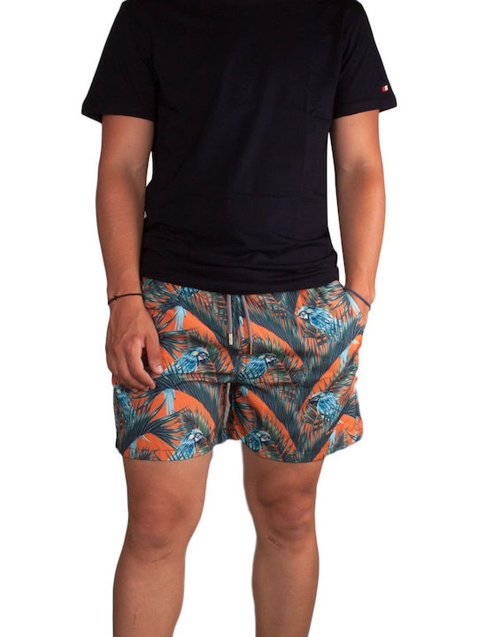 Parrots Men's Swimwear Shorts Orange with Patterns