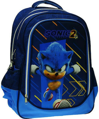 Gim Sonic Σχολική Τσάντα Πλάτης Δημοτικού σε Μπλε χρώμα