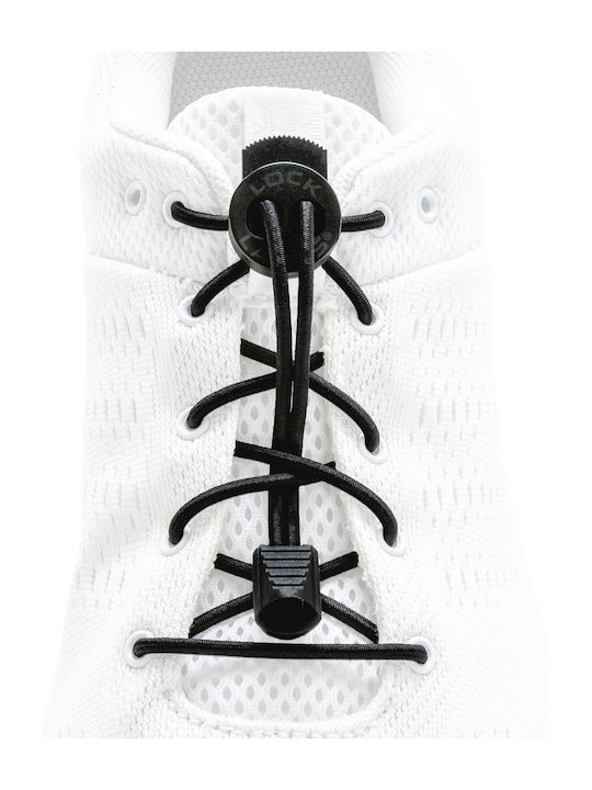Lock Laces No Tie Shoelaces Κορδόνια Παπουτσιών Ελαστικά Black Solid 2τμχ 122cm