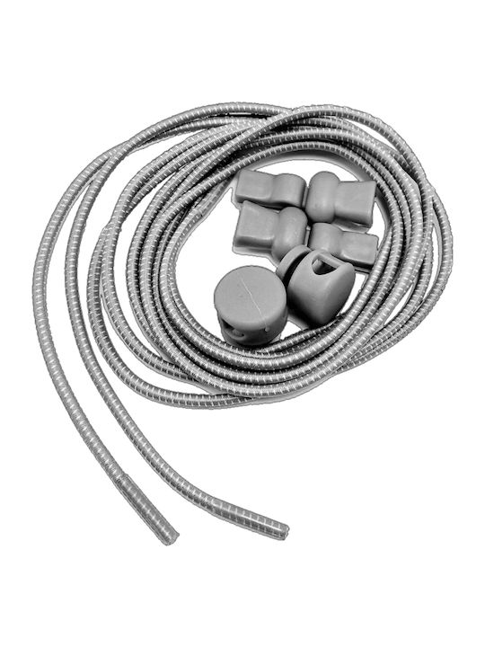 Shoelaces Elastic Gray 2pcs 100cm Elastic Shoelaces with Stop Light Grey