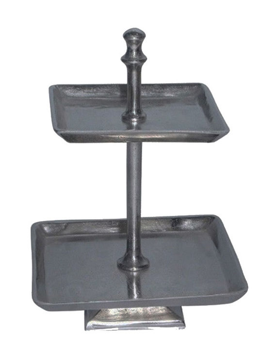 InTheBox Metallic Dessert Tower Stand with 2 Tiers Lith Stand Black 36x36x53cm