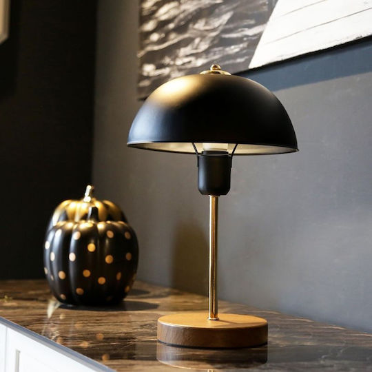 Pakketo PWL-1061 Metal Table Lamp for Socket E27 with Black Shade and Gold Base