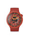 Swatch Open Hearts Uhr Batterie mit Rot Kautschukarmband