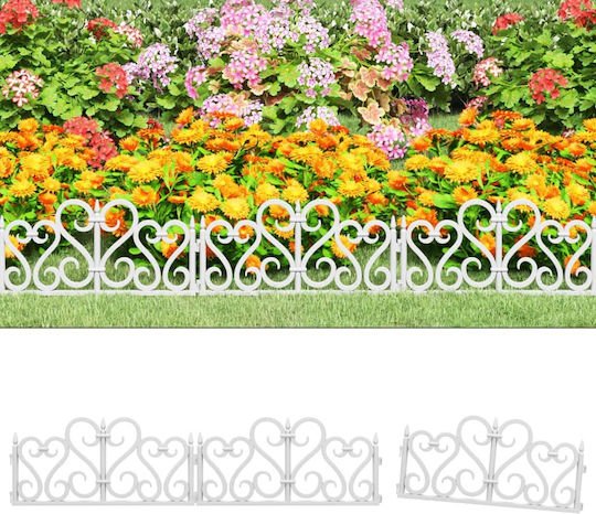 vidaXL Пластмасова Бордюра за Градина в Бял Цвят 59x27.5cm Комплект от 17 части