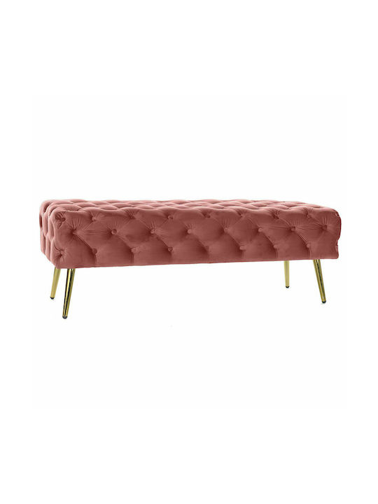 Stool For Living Room Upholstered with Fabric Pink - Gold 120x45x40cm