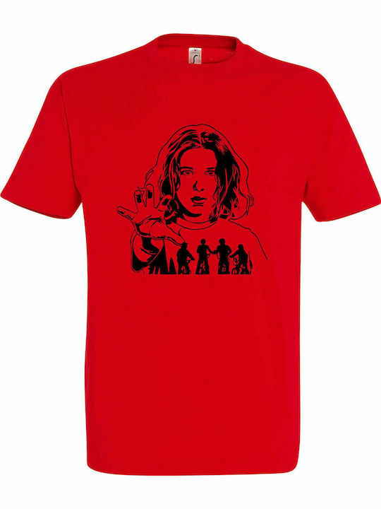 T-shirt Unisex, " Stranger Things, Eleven And Her Friends ", Red