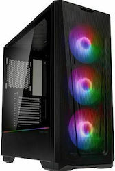 Phanteks Eclipse G360A Gaming Midi Tower Κουτί Υπολογιστή με Πλαϊνό Παράθυρο και RGB Φωτισμό Μαύρο