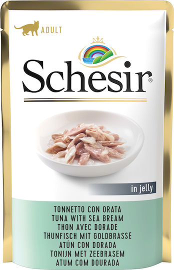 Schesir In Jelly Υγρή Τροφή για Ενήλικες Γάτες σε Φακελάκι με Τσιπούρα χωρίς Γλουτένη 85gr