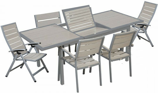 Garten- und Outdoor-Möbelsets Typsatz Speisesaal 7 Stück Natur