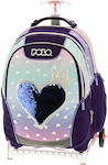 Polo Heart Σχολική Τσάντα Τρόλεϊ Δημοτικού σε Μωβ χρώμα Μ30 x Π17 x Υ40εκ