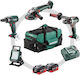 Metabo 685209000 Σετ Γωνιακός Τροχός, Δραπανοκατσάβιδο, Μπουλονόκλειδο & Φακός 18V με 2 Μπαταρίες 10Ah και Θήκη