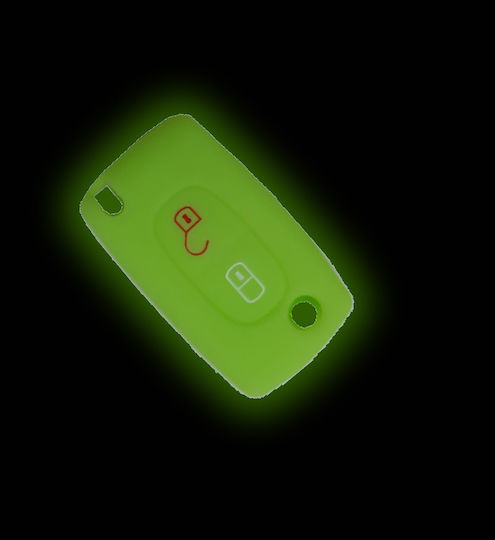 Husă Cheie din Silicon cu 2 Butoane pentru Citroen în Culoarea Verde