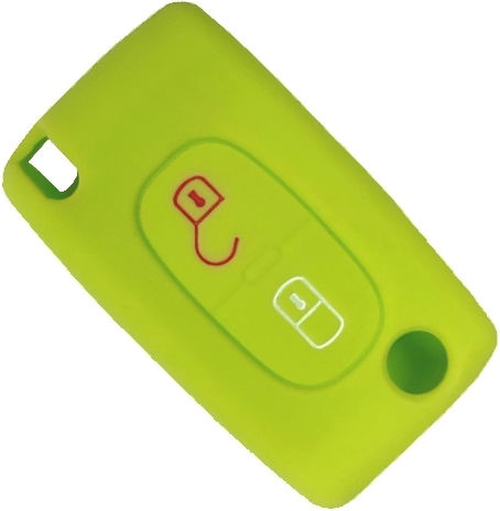 Husă Cheie din Silicon cu 2 Butoane pentru Citroen în Culoarea Verde