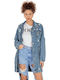 Lang Damen Jeansjacke Blau