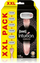 Wilkinson Sword Intuition Complete Razor with 5 Blade Replacement Heads & Lubricating Tape 6pcs