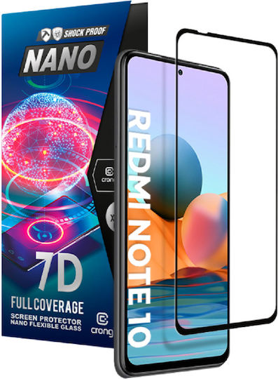 Crong 7D Nano Flexible 0.3mm Full Face Tempered Glass Μαύρο (Redmi Note 10 5G / Poco M3 Pro)