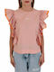 ICE PLAY TOP VOLAN SHOULDER LOGO SALMON