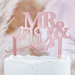 DECORATIVE ACRYLIC TOURTA MR&MRS 15X16CM ROSE GOLD