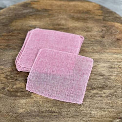 CANVAS HANDKERCHIEF SET/10 12X12CM (PINK)