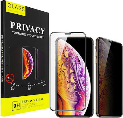 Privacy Tempered Glass Μαύρο (Redmi Note 9S / 9 Pro / 9 Pro Max)