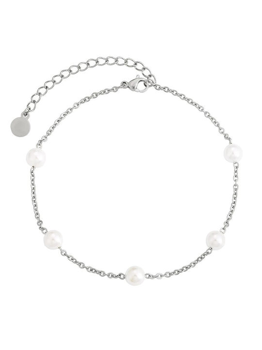 Pearl Anklet Silver Stainless Steel Anklet