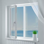 General Trade Moskitonetz Fenster Aufklappbar Schwarz aus Polyester 150x130cm 45328009