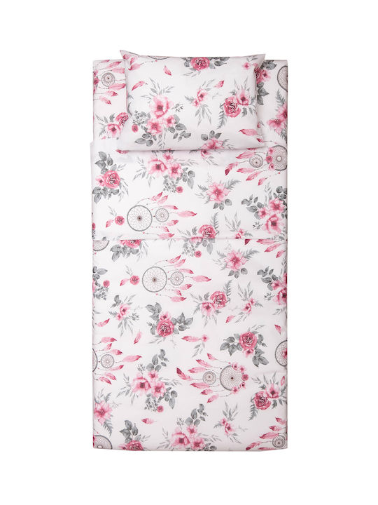 Viopros Seturi de cearșafuri Single Bumbac Roz 160x255cm 3buc