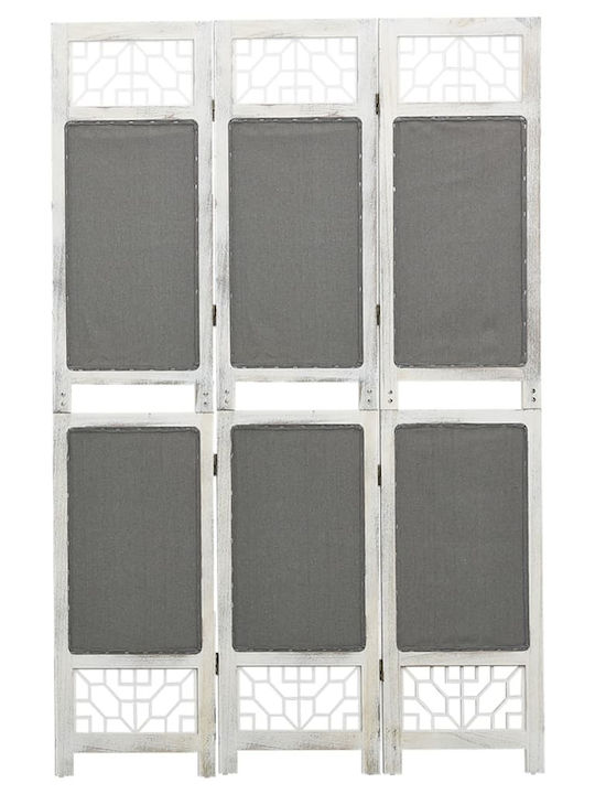 vidaXL Decorative Room Divider Fabric with 3 Panels Grey 105x165cm