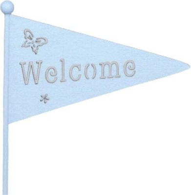 WOODEN FLAGS 15X40CM WELCOME (BLUE)