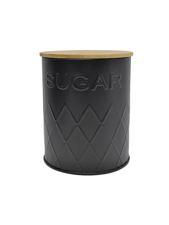 Ankor Βάζο Ζάχαρη με Καπάκι Μεταλλικό σε Μαύρο Χρώμα 10x10x13cm