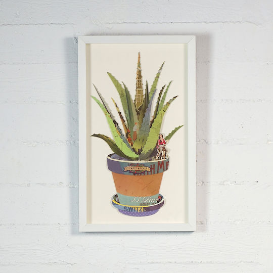 Supergreens Collage Aloe Rahmen Holz 30x50cm