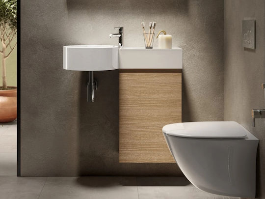 Rak Ceramics Petit Стенен Окачена мивка Порцелан 76.5x36x14см Бял