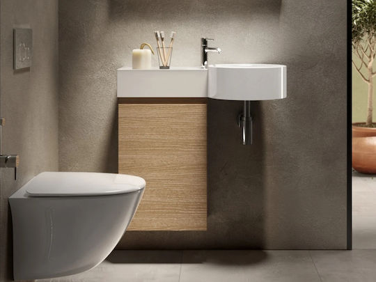 Rak Ceramics Petit Стенен Окачена мивка Порцелан 76.5x36x12.5см Бял