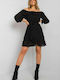 Och Bella Mini Dress with Ruffle Black