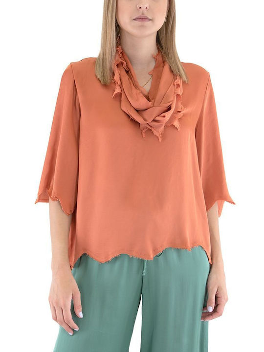 ATHINA KLO SATIN BLOUSE WOMEN ATHINA KLO ΠΟΡΤΟΚΑΛΙ (S22-46)