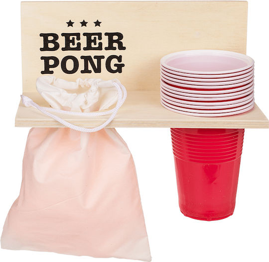 Game Shelf Beer Pong with 12 Cups, 12 Balls, 25x12x15 cm Drinking Game Set of 24pcs