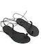 Piazza Shoes Leather Women's Flat Sandals in Black Color