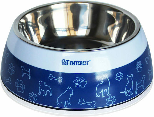 Pet Interest Dual Πλαστικό Μπολ Φαγητού & Νερού για Σκύλο & Γάτα 900ml σε Μπλε Χρώμα