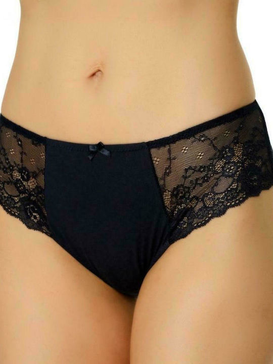 Norddiva Lingerie Cecil Bumbac Talie înaltă Femeie Alunecare cu Dantelă Albastru marin