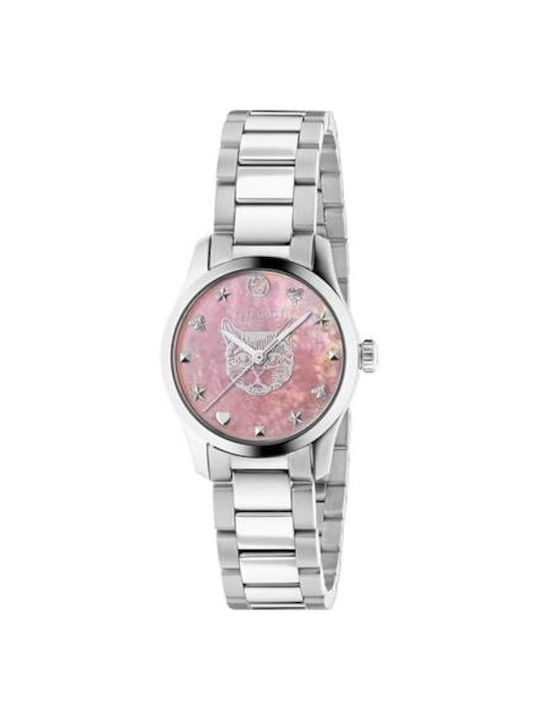 Gucci Mod Γυναικείο Ρολόι Μπαταρίας με Ασημί Μεταλλικό Μπρασελέ