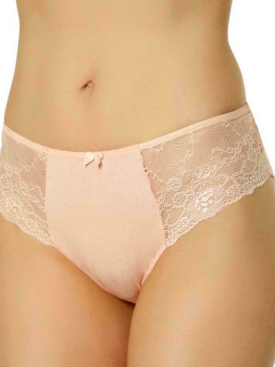 Norddiva Lingerie Cecil Bumbac Talie înaltă Femeie Alunecare cu Dantelă Somon