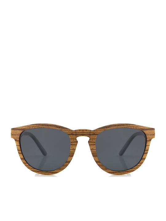 Daponte Damen Sonnenbrille mit Braun Holz Gestell und Gray Polarisiert Linse DAP006 4
