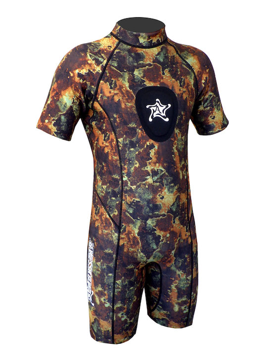Abysstar Sea Spring Camouflage Wetsuit Playsuit Double Lined with Camouflage Brown Zip 2.5mm 68150