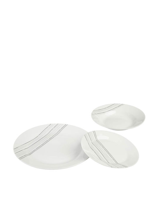 Lines White Porcelain Dinnerware Set 18pcs