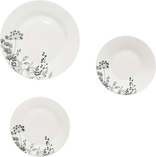 Secret de Gourmet White Floral Σερβίτσιο Πιάτων από Πορσελάνη Λευκό 18τμχ