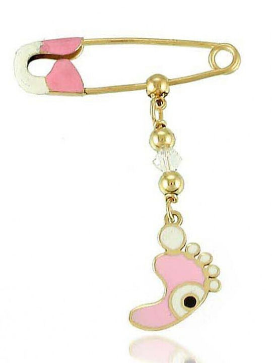 Gold children's safety pin amulet PA233 14 Carat